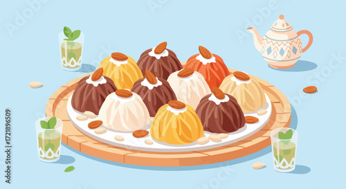 Delicious Almond Sweets A Delightful Plate of Treats with Tea