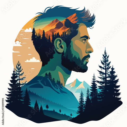  ultra hd double exposure style photo of a human