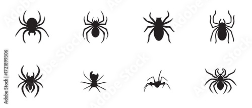 Set of spider icon, spider black silhouette vector, simple silhouette Design vector icon, Vector illustration EPS 10.