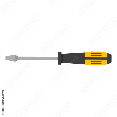 Flathead screwdriver A simple tool for turning screws in various construction projects