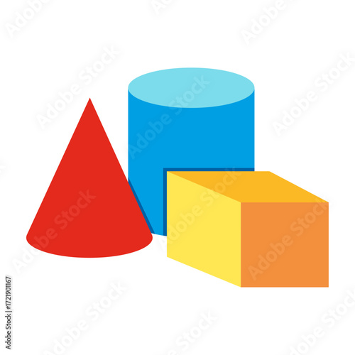 Simple and Colorful Basic 3D Geometric Shapes for Learning and Design Projects