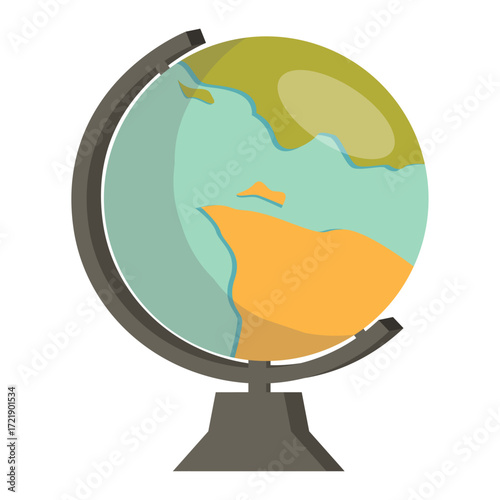Stylized vector illustration of a world globe for geography and education concepts