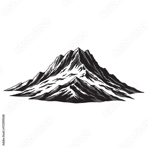 Detailed sketch of a majestic mountain peak summit