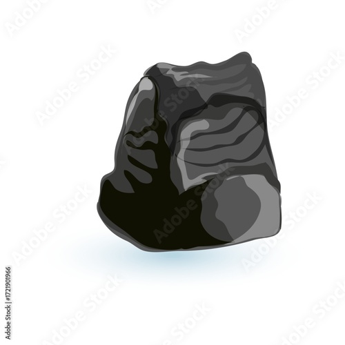 Isolated vector graphic of a natural fossil fuel rock, black anthracite coal for energy industry
