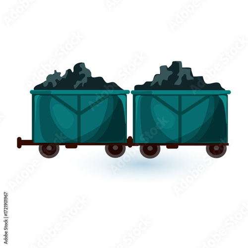 Cargo rail cars filled with coal, representing mining, fossil fuels, and energy transport systems