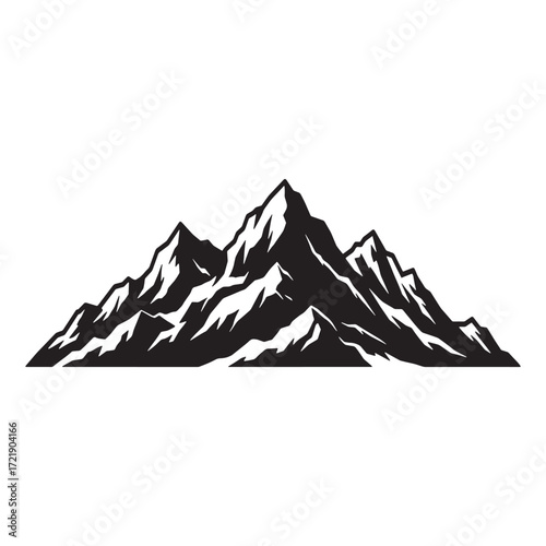 Jagged black silhouette of a mountain range peak