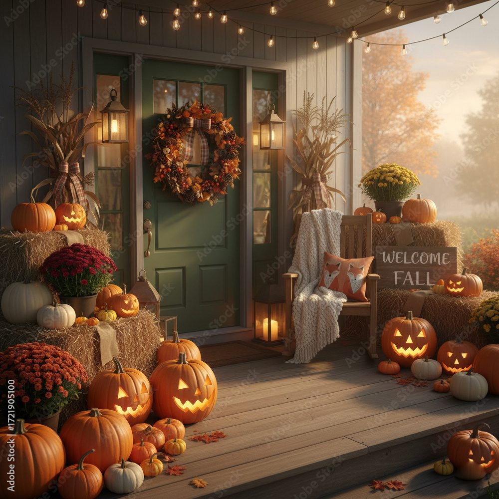 Obraz premium halloween background with pumpkins