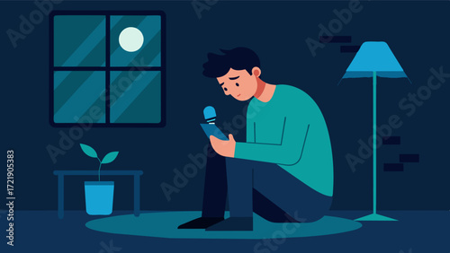 A man sits in a quiet room speaking into a recorder as he recounts his battle with depression and the importance of seeking help. His story is emotional and raw but he hopes it. Vector illustration