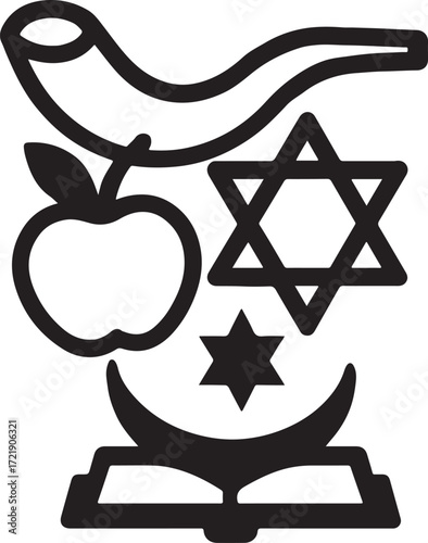 Silhouette vector EPS of High Holy Days icon, symbolizing Jewish festivals, faith, and sacred tradition.
