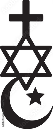 Silhouette vector EPS of holy symbols icon, representing faith, religion, spirituality, and devotion.