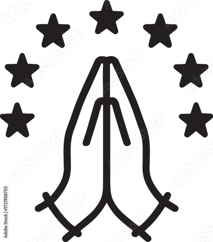 Silhouette vector EPS of prayer circle icon, symbol of unity, faith, worship, and spiritual connection.