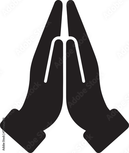 Silhouette vector EPS of prayer hands icon, symbolizing faith, spirituality, and religious devotion.