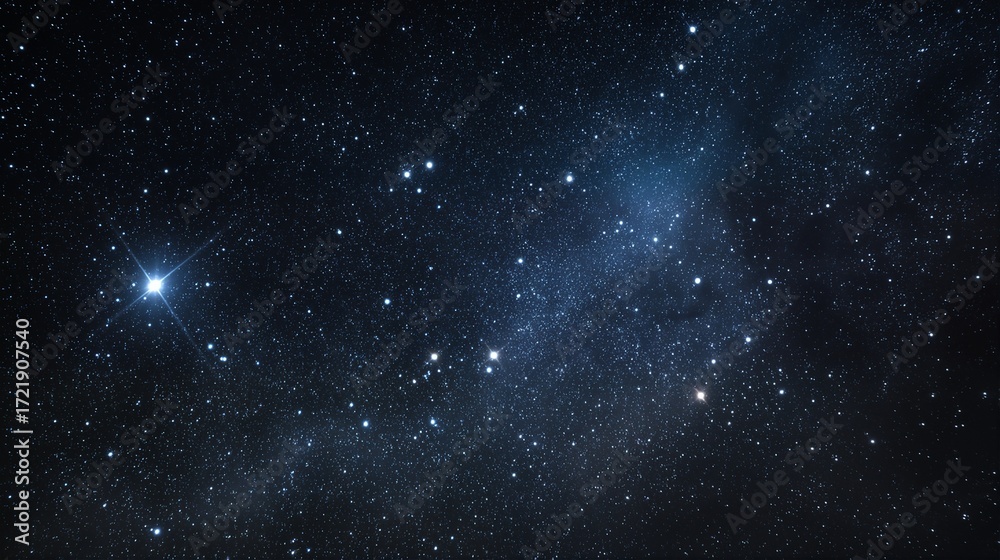 Fototapeta premium a breathtaking view of the night sky filled with countless distant stars and subtle nebulosity, featuring the bright star vega prominently positioned on the left.