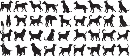 Dog Silhouette Collection — Vector Illustration of Various Breeds, Editable EPS