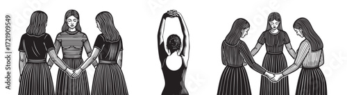 Women holding hands in unity and strength, inspiring female bond