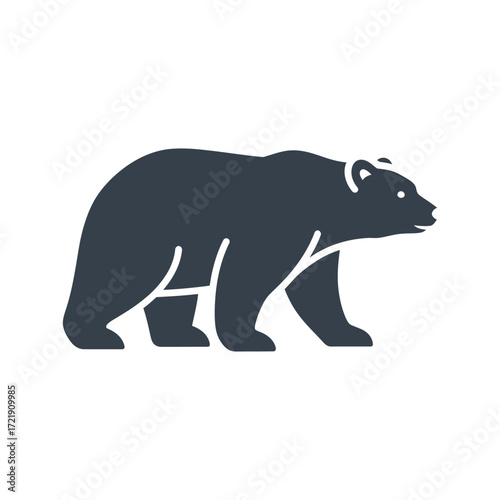 Silhouette of a bear walking to the right animal wildlife mammal icon logo graphic design illustration vector clipart nature side view