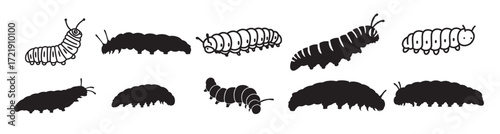 caterpillar silhouette white background vector