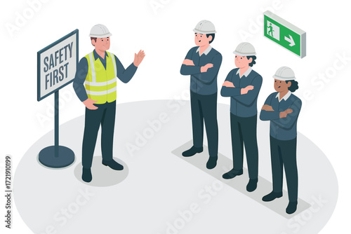 Construction team safety training session focus on occupational health and workplace environment protection