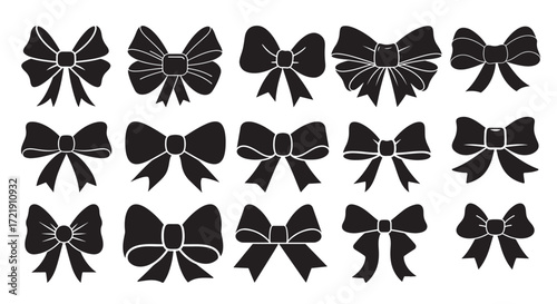 Christmas bow silhouette Vector illustration