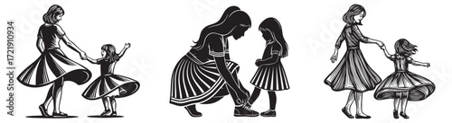 Joyful mother and daughter moments, dancing and bonding in loving embrace