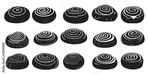 cinnamon bun silhouette white background Vector illustration