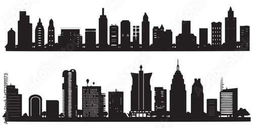 city skylines silhouette cityscape set black isolated on Vector illustration