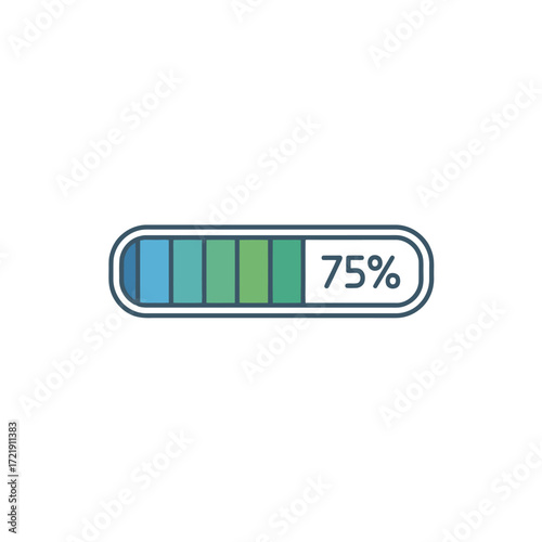 Battery Charging Indicator at Seventy Five Percent Full Graphic Illustration Design
