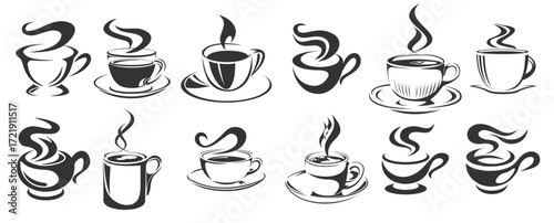 coffee cups vector icons set vector