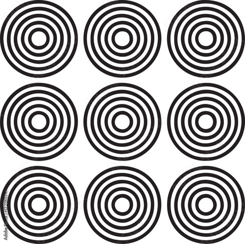 Concentric circles pattern grid