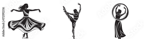 Dynamic dance silhouettes capture grace and movement in artistic poses