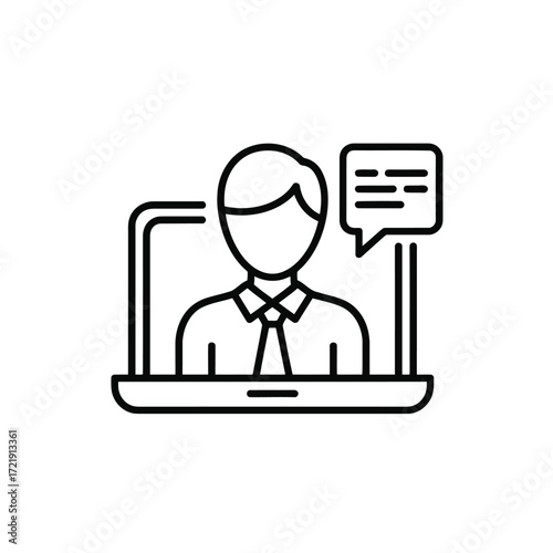 Online Business Meeting Icon Vector Illustration for Remote Communication and Collaboration