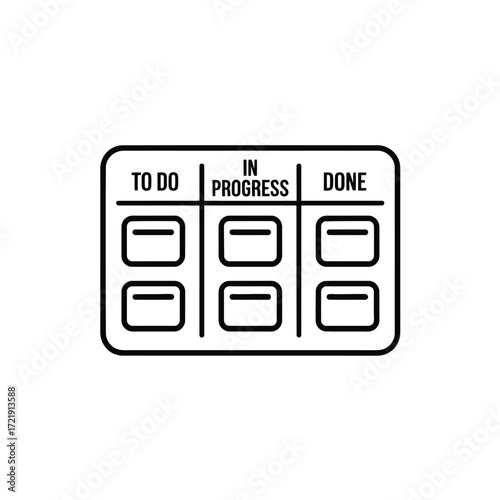 Simple Kanban Board Illustration Representing To Do In Progress and Done Tasks