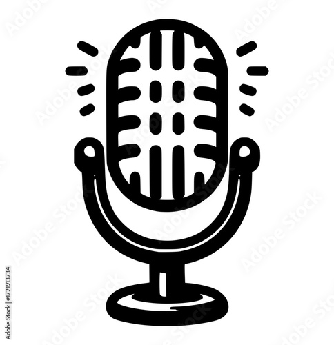 A vector illustration of a vintage metal studio microphone, perfect for retro music and radio audio recording icons