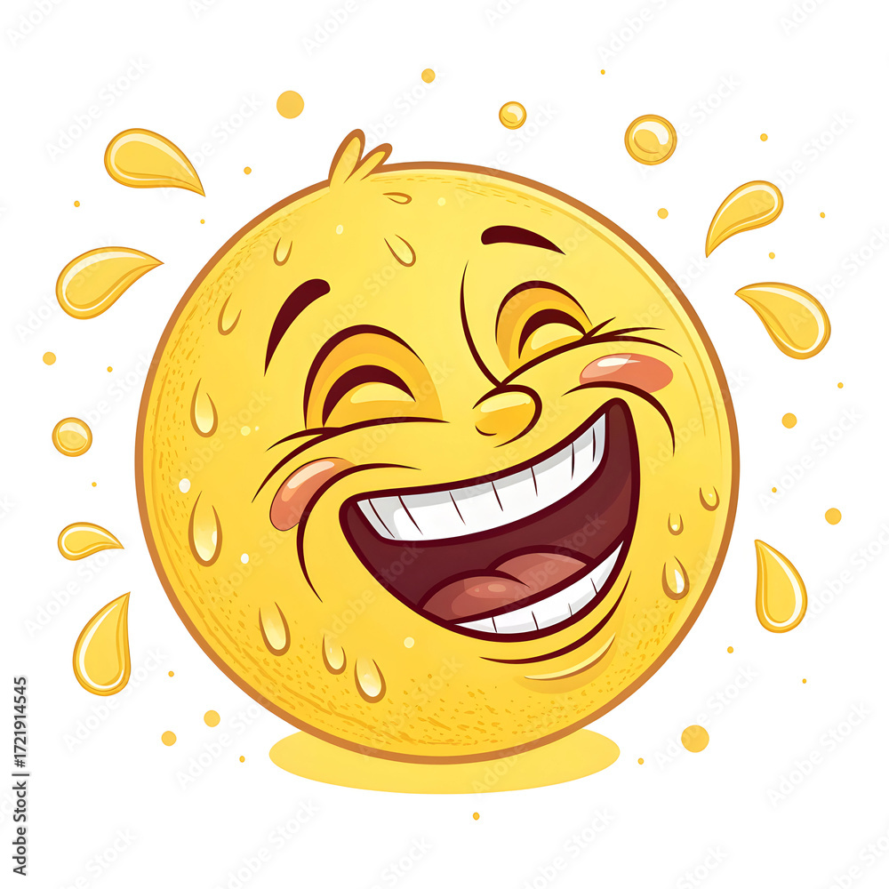 Obraz premium Laughing face emoji with tears of joy, isolated on white background, representing happiness, humor,