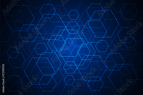vector sci-fi hexagonal futuristic pattern, innovation future technology background	
