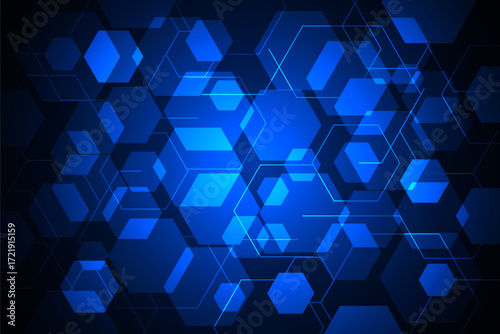 vector sci-fi hexagonal futuristic pattern, innovation future technology background	
