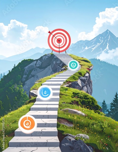 Steps to success, mountain view