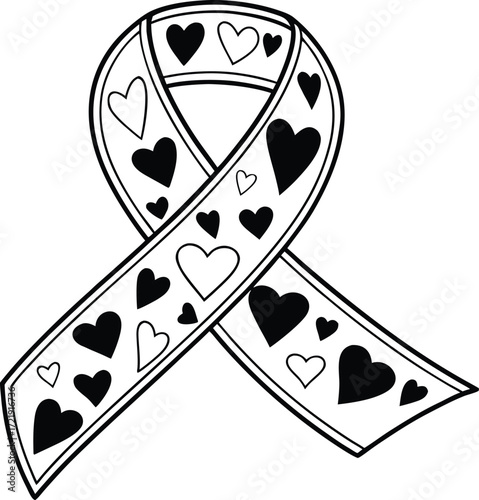 Monochrome Outline of a Decorative Ribbon Knot for Coloring and Crafting