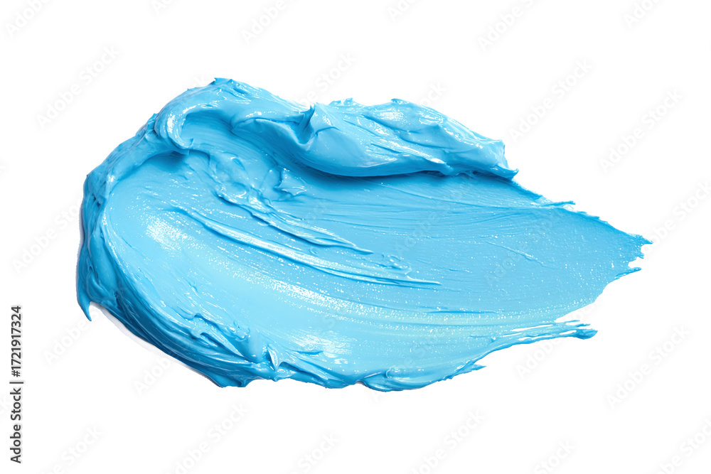 Obraz premium Abstract Sky Blue Creamy Paint Smear Isolated on White Transparent Background