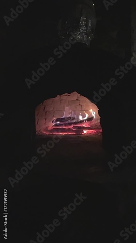 Cozy Fireplace Glow in a Dark Room