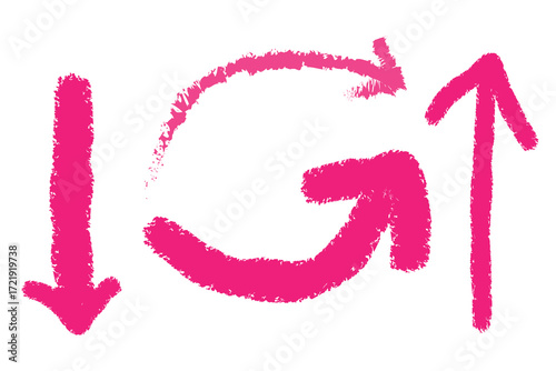 Pink arrows showing up down and circular motion