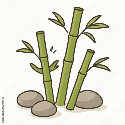Bamboo sticks and stones
