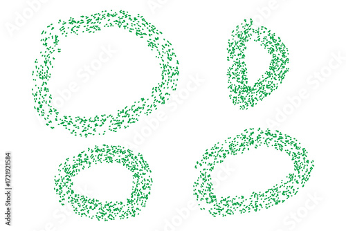 Abstract green leafy shapes on white background