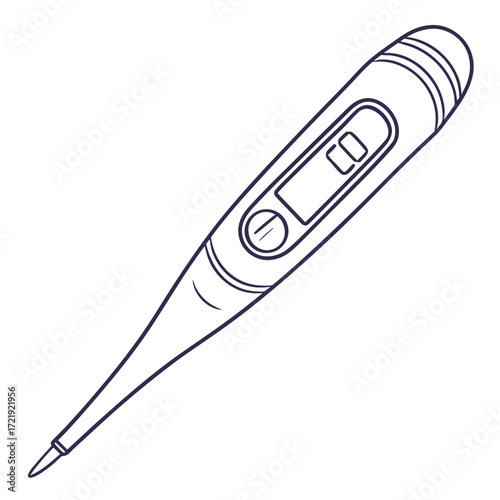 Vector art of digital thermometer, a vital tool for monitoring body temperature and detecting fever, essential for healthcare and medical diagnosis, promoting health awareness