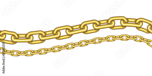 Gold Chain Vector Set with Thick & Thin Link Variants Curved Metallic Chains for Jewelry & Fashion Design Luxury Decorative Elements for Editable Graphics