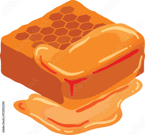 Honeycomb chunk with dripping honey