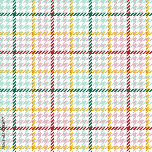 Christmas houndstooth geometric seamless tile pattern. Beautiful surface backdrop for cards, textile, wallpaper, and gift wrapping paper. Vector illustration. Pattern design added to swatch panel.