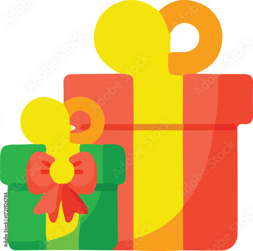 Free Download Two gift boxes one smaller green box with red bow and a larger red box with yellow ribbon - GFXLoad