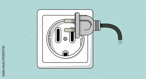 A European electrical socket with a plug inserted, illustrating electrical power and connectivity