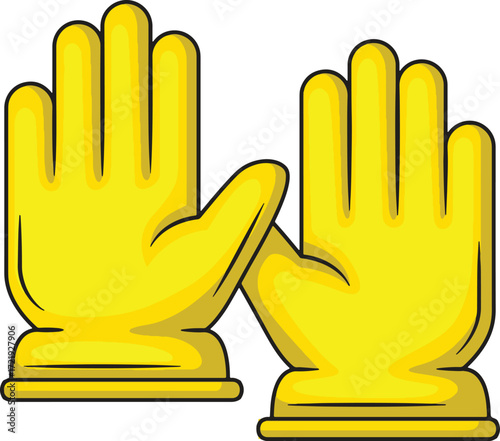 Two yellow cartoon gloves against a white background